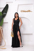 VESTIDO TRES LISTRAS PLISSADO VESTIDO DE FESTA PETRA FINA PRETO M